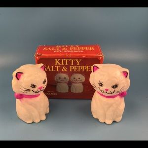 Vintage Kitty Salt Pepper Shakers Squeaker